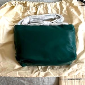 J.Crew crossbody leather purse in dark spruce color. NWT